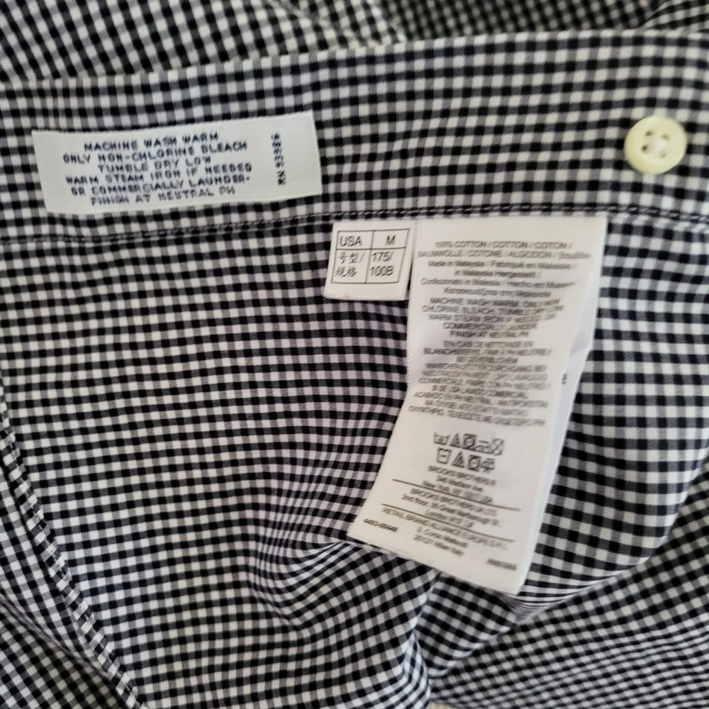 Men's Black and White Checkered Shirt Brooks Brothers medium - Picture 2 of 4